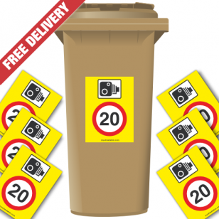 Speed Camera 20 mph Speed Reduction Wheelie Bin Stickers